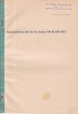 Imagen del vendedor de ber die periglaziale Natur des Jungpleistozns in den Niederlanden. Sonderabdruck aus Abh. Nat. Ver. Bremen, 1939, Bd. XXXI, Heft 2. a la venta por Antiquariat Schwarz & Grmling GbR