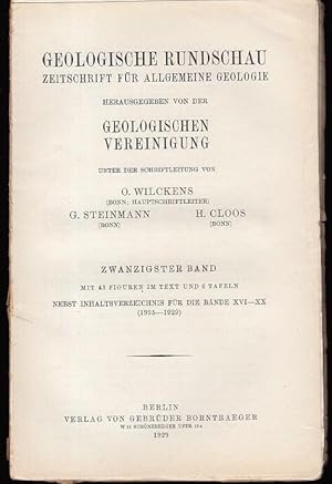 Imagen del vendedor de Geologische Rundschau. Zeitschrift fr allgemeine Geologie. Band XX, Heft 6. 1929. Herausgegeben von der Geologischen Vereinigung. Inhalt: W.P. Renngarten-Die tekton. Charakteristik der Faltungsgebiete des Kaukasus (2 Textfig., 1 Tab., 1 Taf.) / Jan Stejskal-Geolog. Forschungen im Hohen und Niederen Gesenke (5 Textfig.) - Geologischer Unterricht , DAMNU (Dt. Ausschu fr mathem. und naturwiss. Unterricht ) - Bcher- und Zeitschriftenschau - Vereins- und Personennachrichten - Geologische Vereinigung - Inhaltsverz. Fr die Bnde XVI-XX (1925-1929). a la venta por Antiquariat Carl Wegner