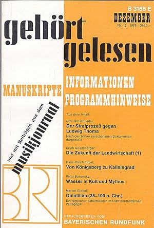 Gehört, gelesen. Manuskripte, Informationen, Programmhinweise Nr 12, Dezember 1976