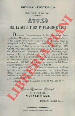 Avviso per la nuova Fiera in Praduro e Sasso, il 3 e 4 novembre nè prati del Borgo di Sasso del M...