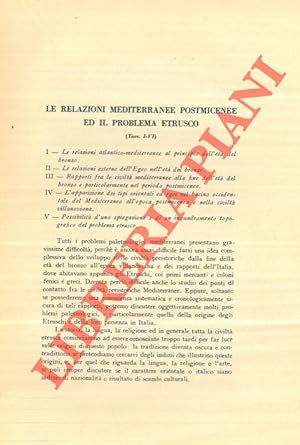 Le relazioni mediterranee postmicenee ed il problema etrusco.