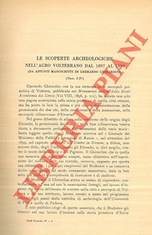 Le scoperte archeologiche nell'Agro volterrano dal 1897 al 1899 (da appunti manoscritti di Gherar...