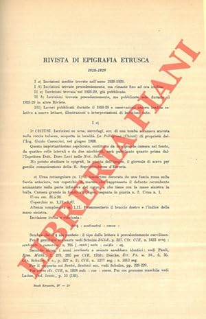 Rivista di epigrafia etrusca. 1928-1929.