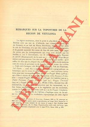 Bild des Verkufers fr Remarque sur la toponymie de la rgion de Vetulonia. zum Verkauf von Libreria Piani