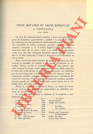 Bild des Verkufers fr Studi botanici su legni ritrovati a Vetulonia. zum Verkauf von Libreria Piani