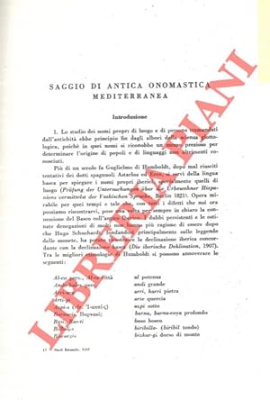 Saggio di antica onomastica mediterranea. Indice delle voci mediterranee.