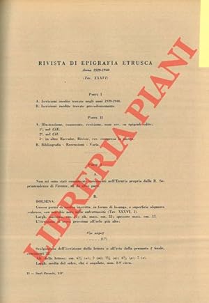 Rivista di epigrafia etrusca. Anno 1939-1940.