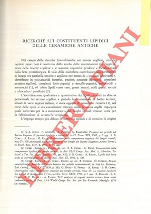 Ricerche sui costituenti lipidici delle ceramiche antiche.