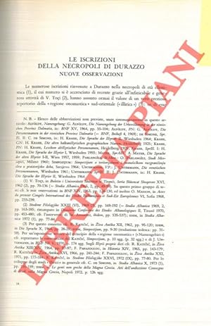 Immagine del venditore per Le iscrizioni delle necropoli di Durazzo: nuove osservazioni. venduto da Libreria Piani