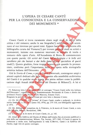 L'opera di Cesare Cantù per la conoscenza e la conservazione dei monumenti.