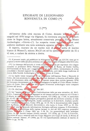 Bild des Verkufers fr Epigrafe di legionario rinvenuta in Como. zum Verkauf von Libreria Piani