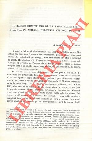 Il raggio menottiano della bassa modenese e la sua principale influenza nei moti del 1831.