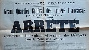 AFFICHE - en tête de la République Française - Grand Quartier Général des Armées Françaises 1916