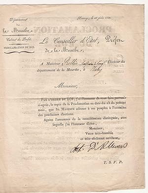 Imagen del vendedor de document en-tte du dpartement de la Meurthe, cabinet du Prfet - lections 1830 a la venta por Liseronsblancs