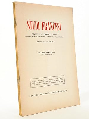 Studiti Francesi , rivista quadrimestrale dedicata alla cultura e civilta letteraria della Franci...