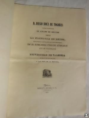 DIEGO ROCA DE TOGORES PARA OBTENER EL GRADO DE DOCTOR EN LA FACULTAD DE LEYES