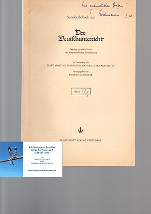 Paul Böckmann - Der Zeitroman Fontanes. [signiert, signed]. Sonderdruck aus: Der Deutschunterricht.