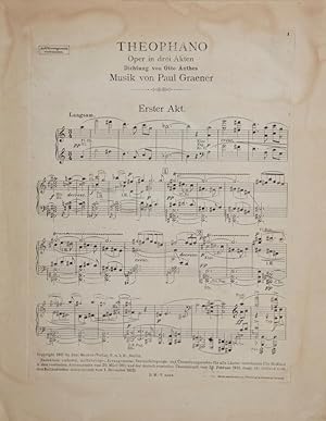 Immagine del venditore per [Op. 48]. [Theophano Oper in drei Aufzgen Dichtung von Otto Anthes. op. 48 Klavierauszug von Franz Rau]. [Piano-vocal score] venduto da J & J LUBRANO MUSIC ANTIQUARIANS LLC