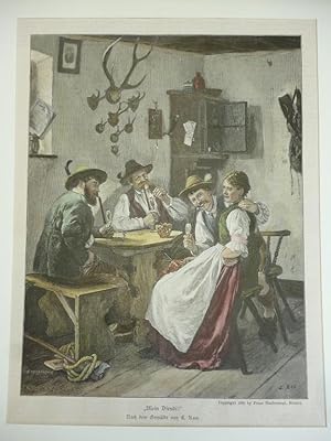 Orig. kolorierter Holzstich - Genres - Mein Dirndl.