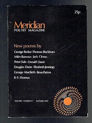 Bild des Verkufers fr Meridian Poetry Magazine Volume 1 Number 1 Autumn 1973 zum Verkauf von Sonnets And Symphonies