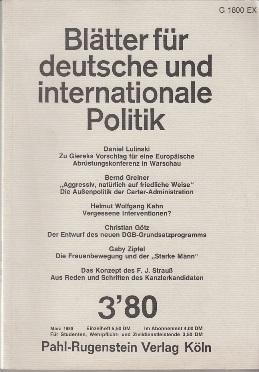 Bild des Verkufers fr Bltter fr Deutsche und internationale Politik. 3'80. zum Verkauf von Buchversand Joachim Neumann