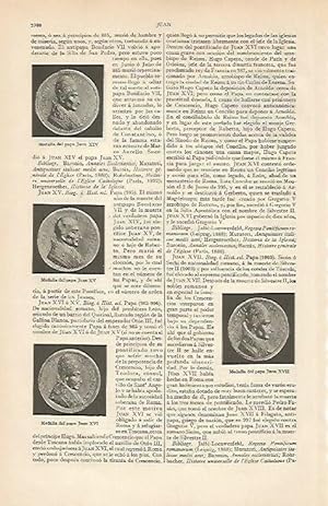 Imagen del vendedor de LAMINA ESPASA 6274: Medallas de los Papa Juan XIV Juan XV Juan XVI y Juan XVII a la venta por EL BOLETIN