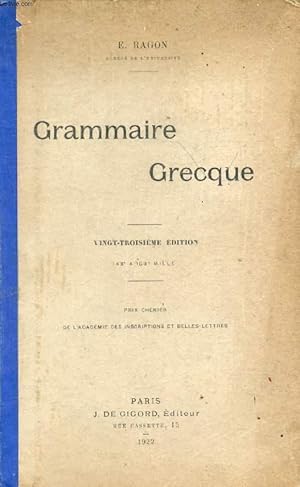 Bild des Verkufers fr GRAMMAIRE GRECQUE zum Verkauf von Le-Livre