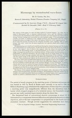 Microscopy by Reconstructed Wavefronts in Proceedings of the Royal Society London A 197, 1949, pp...