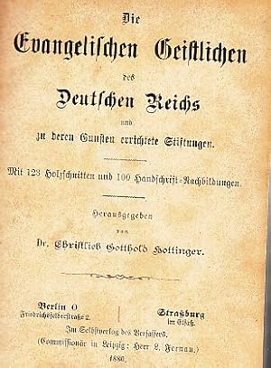 Seller image for Die Evangelischen Geistlichen des Deutschen Reichs und zu deren Gunsten errichtete Stiftungen. for sale by Antiquariat an der Nikolaikirche