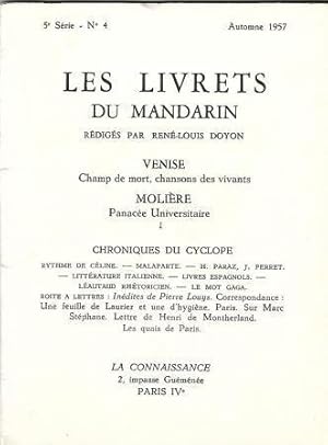 Seller image for Les Livrets du Mandarin 5 srie N 4 - Venise Champ de mort, chanson des vivants - Molire Panace Universelle I for sale by LES TEMPS MODERNES
