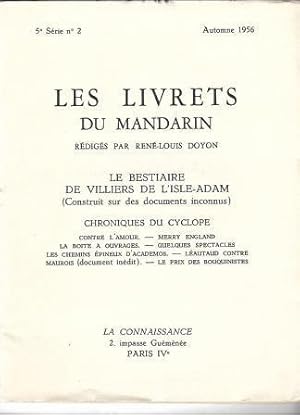 Immagine del venditore per Les Livrets du Mandarin 5 srie N 2 - Le bestiaire de Villiers de l'Isle-Adam (Construit sur des documents inconnus) venduto da LES TEMPS MODERNES