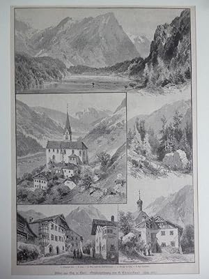 Orig. Holzstich - Tirol - Bilder aus Oetz in Tirol.