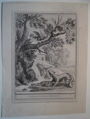 Seller image for Le Coq et le Renard. Fable XXXVII. Original Kupferstich von Jean-Baptiste Oudry zu den Fabeln von La Fontaine. Paris 1755. for sale by Treptower Buecherkabinett Inh. Schultz Volha