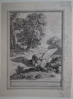 Seller image for L Aigle et l es Carbot. Fable XXX. Original Kupferstich von Jean-Baptiste Oudry zu den Fabeln von La Fontaine. Paris 1755. for sale by Treptower Buecherkabinett Inh. Schultz Volha