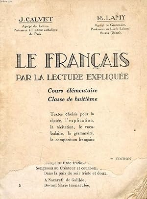 Imagen del vendedor de LE FRANCAIS PAR LA LECTURE EXPLIQUEE, COURS ELEMENTAIRE, CLASSE DE 8e a la venta por Le-Livre