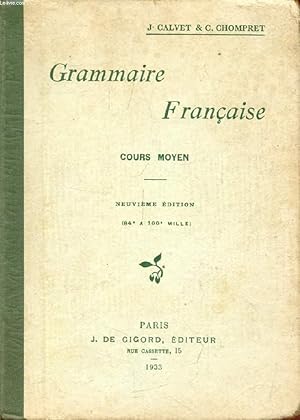 Bild des Verkufers fr GRAMMAIRE FRANCAISE, COURS MOYEN zum Verkauf von Le-Livre