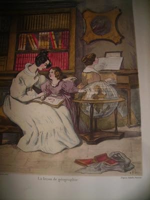 Bild des Verkufers fr GRAVURE SUR CUIVRE:LECON DE GEOGRAPHIE zum Verkauf von Bibliofolie