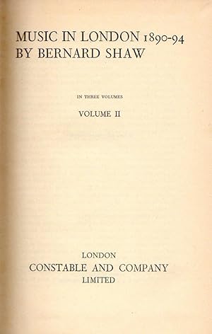 Bild des Verkufers fr Music in London 1890-94 - Volume II (of 3) zum Verkauf von Cameron-Wolfe Booksellers