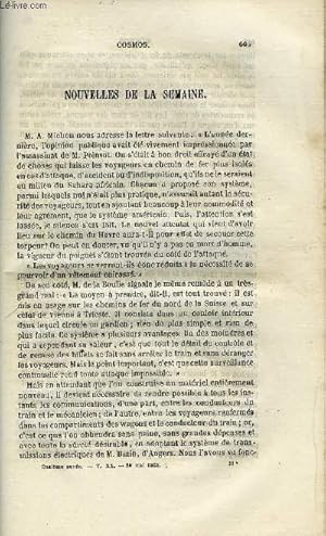 Bild des Verkufers fr COSMOS N 22 - Exposition universelle de Londres - Aperu des progrs raliss en France depuis 1851 et 1855, Acoustique par rodolphe Radeau zum Verkauf von Le-Livre