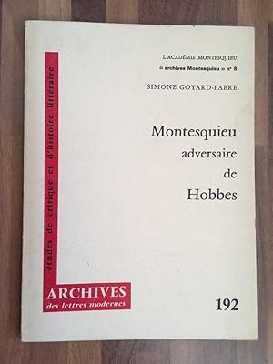 Seller image for Montesquieu adversaire de Hobbes for sale by Librairie des Possibles