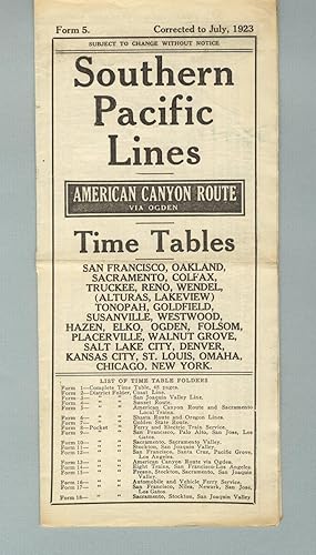 Southern Pacific Lines. American canyon route via Ogden. Time tables [panel title]