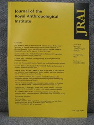 Bild des Verkufers fr Journal of the Royal Anthropological Institute: Incorporating Man: Issue 22.4 (December 2016) zum Verkauf von PsychoBabel & Skoob Books