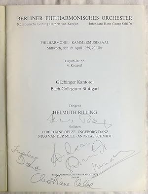 Gächinger Kantorei, Bach-Collegium Stuttgart ; vom Dirigenten und den 4 Solisten signiertes Progr...