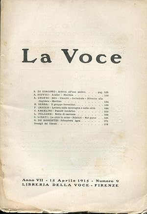 LA VOCE - 1914/1915 - numero 09 del 15 aprile 1915 - (anno VII direttore DE ROBERTIS), Firenze, L...