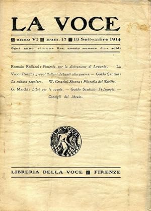 LA VOCE - 1914 - numero 17 del 13 settembre 1914 - (anno VI direttore PREZZOLINI), Firenze, Libre...