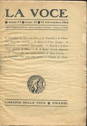 LA VOCE - 1914 - numero 21 del 13 novembre 1914 - (anno VI direttore PREZZOLINI), Firenze, Librer...