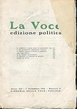 LA VOCE POLITICA - 1915 - numero 09 del 07 settembre 1915 - direttore PREZZOLINI), Firenze, Libre...