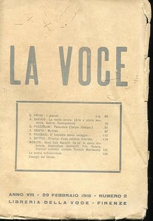 LA VOCE - 1916 - numero 02 del 29 febbraio 1916 - (anno VIII direttore DE ROBERTIS), Firenze, Lib...