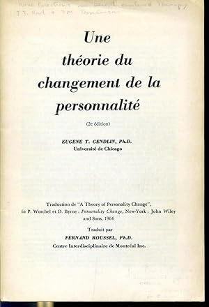 Seller image for Une thorie du changement de la personnalit - 2e dition for sale by Librairie Le Nord