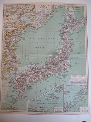 Orig. kolorierter Holzstich - Asien - Japan und Korea.